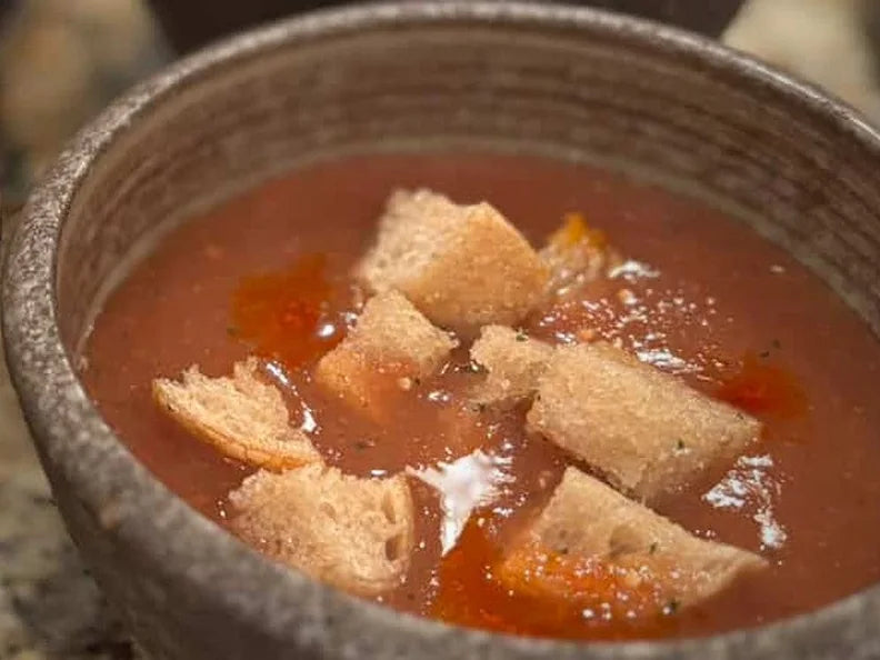 Tomato soup with croutons